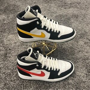Jordan 1 Mid Shoes Women’s Size 8.5 Alternate Swooshes Red Yellow BQ6472-063
